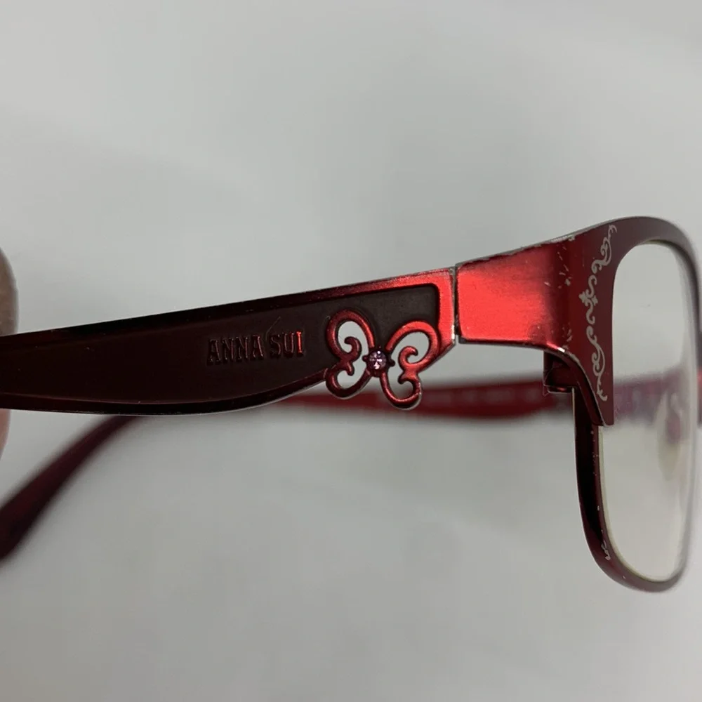 Anna Sui Glasses Red Burgundy D1X AS182 276 54 17 140 Butterfly Feminine Casual